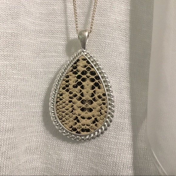 Long Silver and Animal Print Necklace - Picture 1 of 4